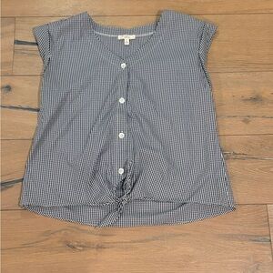 Como Vintage Black and White Gingham Blouse